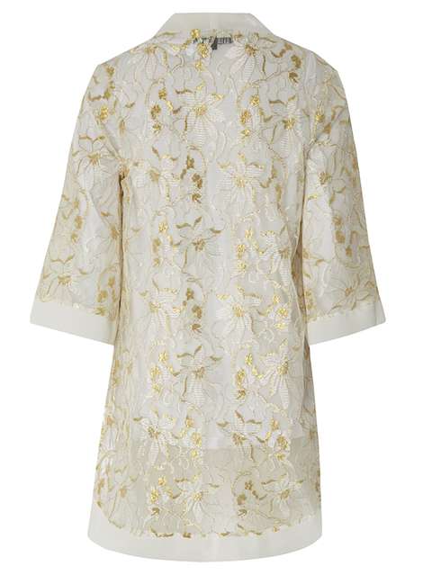 **Mela Gold Detail Lace Kimono
